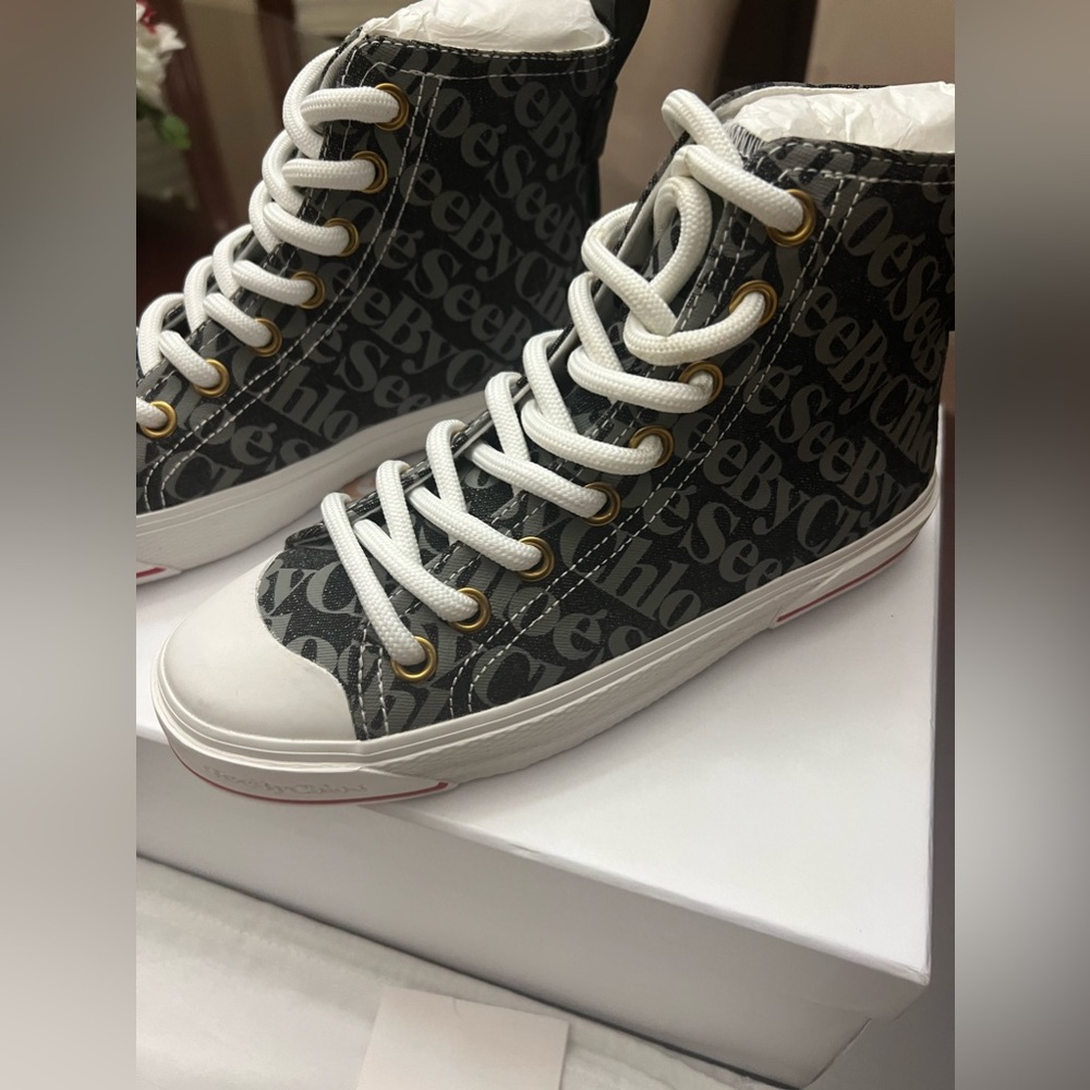 NIB- See by Chloé Aryana high top canvas boots - Picture 6 of 9